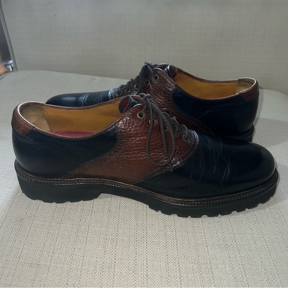 H.S. Trask Mens Leather Saddle Oxford Shoe Lace Up Two Tone 30-0121 Size 8.5M - Picture 8 of 11